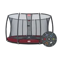 Батут BERG Elite+ InGround Red 430 Tattoo с защитной сеткой Safety Net T-series 430