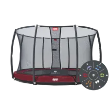 Батут BERG Elite+ InGround Red 430 Tattoo с защитной сеткой Safety Net T-series 430