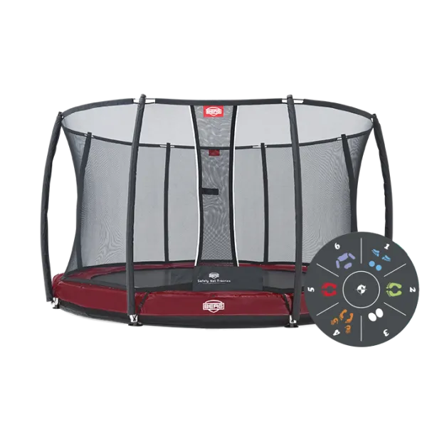 Батут BERG Elite+ InGround Green 430 Tattoo із захисною сіткою Safety Net T-series 430
