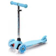 Детский 3-х колесный самокат со светящимися колесами Meteor Tucan Led wheels blue pink
