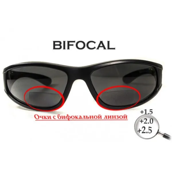 Окуляри біфокальні поляризаційні (захисні) BluWater Winkelman-2 polarized (+2.0 bifocal), (gray) чорні