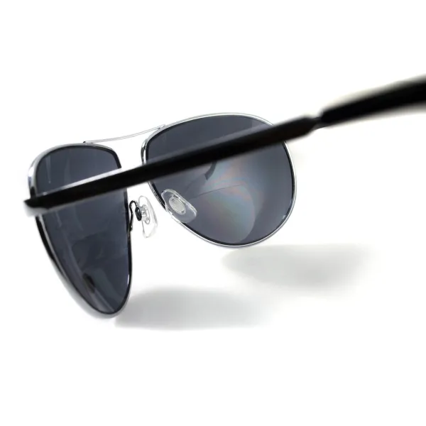 Окуляри біфокальні (захисні) Global Vision Aviator Bifocal (+2.0) (gray), чорні біфокальні лінзи в металевій оправі