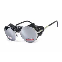 Окуляри захисні Global Vision Aviator-5 (silver mirror) дзеркальні чорні, зі з'ємним ущільнювачем із синтетичної 
