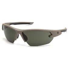 Очки защитные открытые Venture Gear Tactical Semtex 2.0 Tan (forest gray) Anti-Fog, чёрно-зелёные в песочной оправе