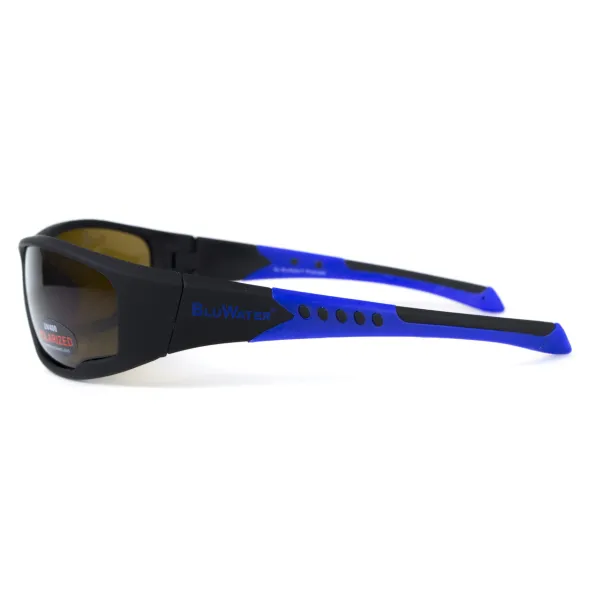 Окуляри поляризаційні BluWater Daytona-3 Polarized (brown), коричневі в чорно-синій оправі