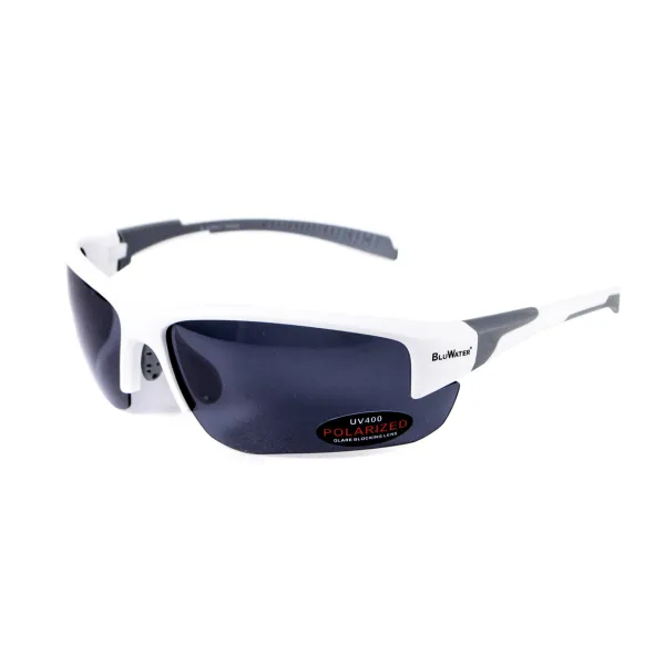 Окуляри BluWater Samson-3 White Polarized (gray), сірі в білій оправі