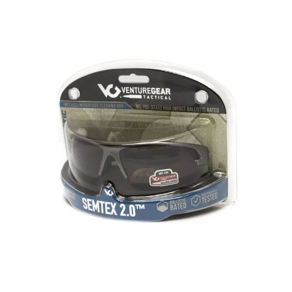 Очки защитные открытые Venture Gear Tactical Semtex 2.0 Tan (forest gray) Anti-Fog, чёрно-зелёные в песочной оправе