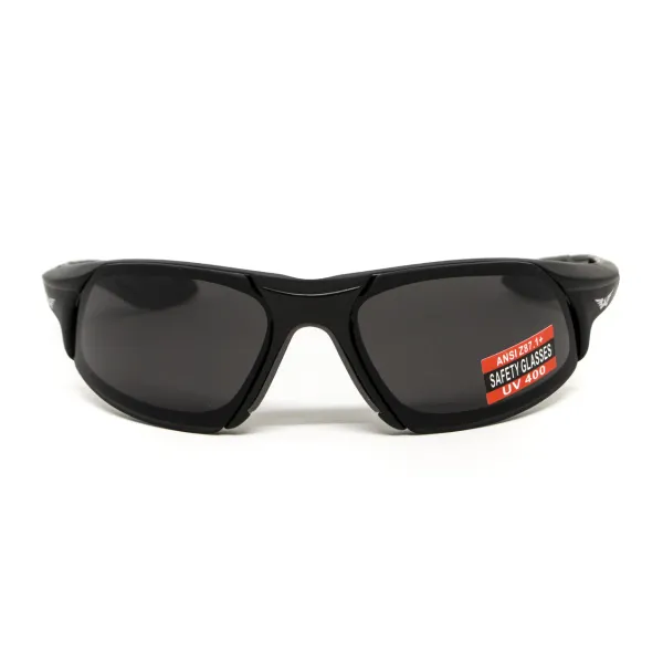 Очки защитные открытые Global Vision Code-8 (gray), серые в чёрной матовой оправе