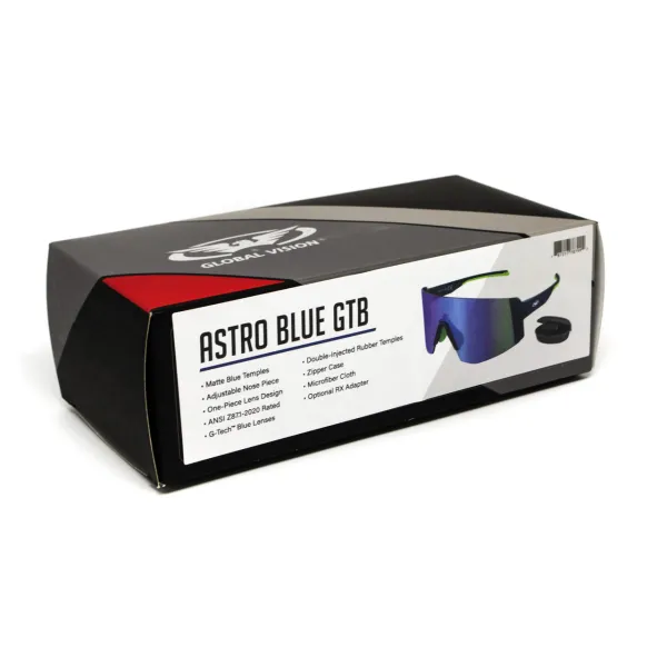 Очки защитные открытые Global Vision Astro Blue (G-Tech™ blue), зеркальные синие в синій оправі (с возможностью установки