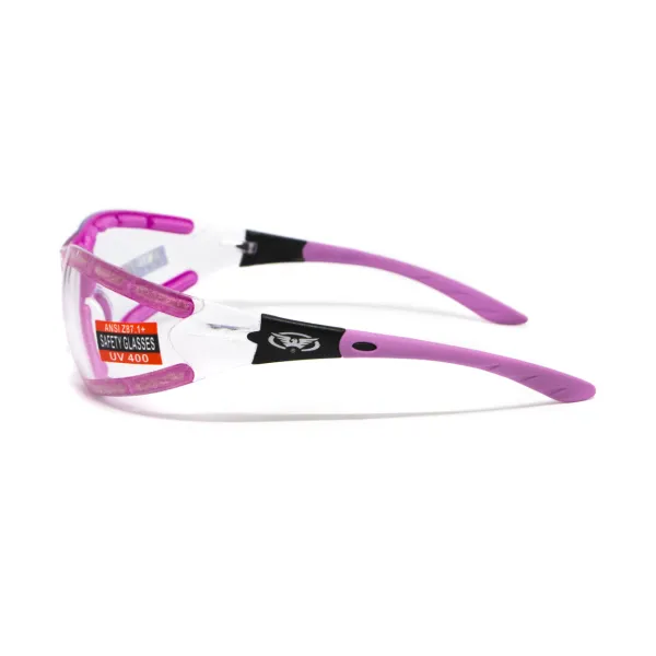 Окуляри захисні з ущільнювачем Global Vision Ruthless Purple (clear) Anti-Fog, прозорі в фіолетовій оправі