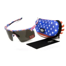 Очки защитные открытые Global Vision Onyx USA Flag (gray), сірі в оправі прапор США