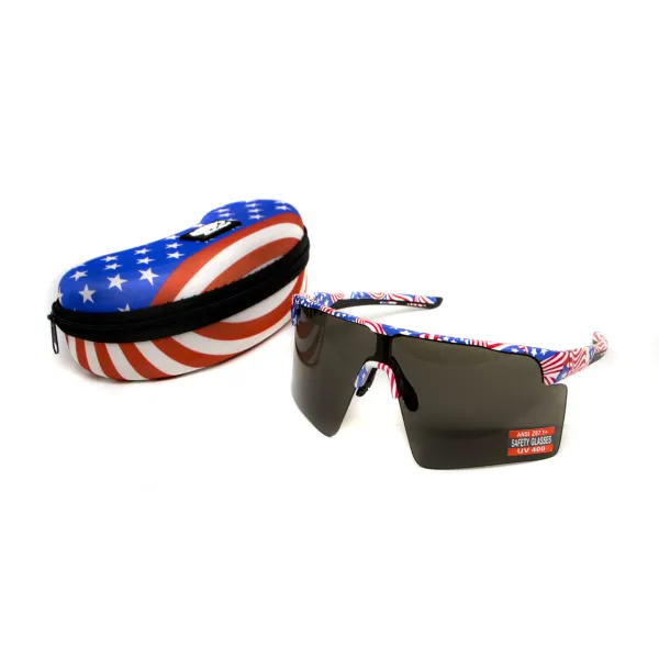 Окуляри захисні Global Vision Onyx USA Flag (gray), сірі в оправі прапор США