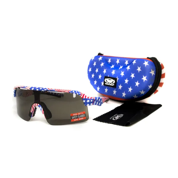 Окуляри захисні Global Vision Holeshot USA Flag (gray), сірі в оправі прапор США