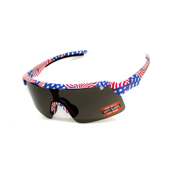 Окуляри захисні Global Vision Holeshot USA Flag (gray), сірі в оправі прапор США