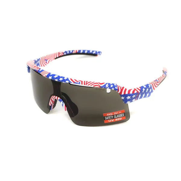 Окуляри захисні Global Vision Holeshot USA Flag (gray), сірі в оправі прапор США