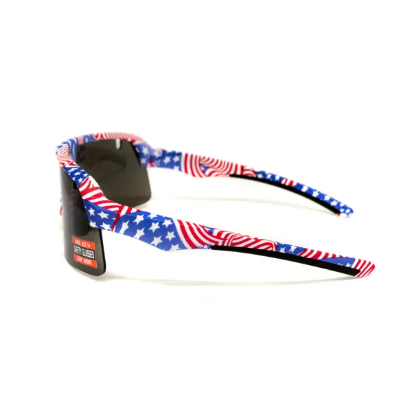 Окуляри захисні Global Vision Holeshot USA Flag (gray), сірі в оправі прапор США