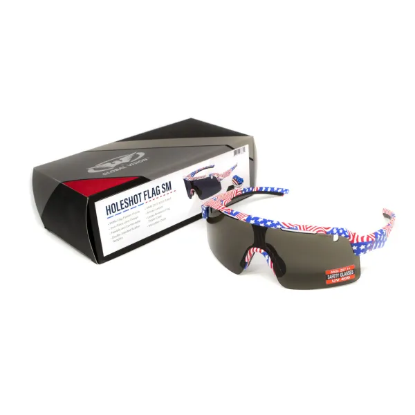 Окуляри захисні Global Vision Holeshot USA Flag (gray), сірі в оправі прапор США