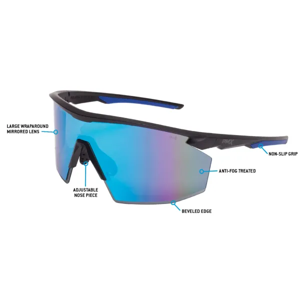 Очки защитные Pyramex PMXSPEC (blue mirror) Anti-Fog, синие зеркальные линзы в чёрно-синей оправе