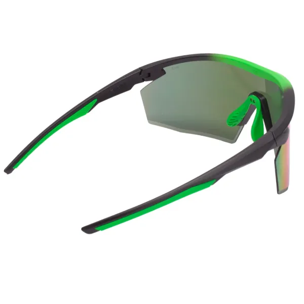 Окуляри захисні Pyramex PMXSPEC (green mirror) Anti-Fog, синьо-зелені дзеркальні лінзи в чорно-зеленій оправі