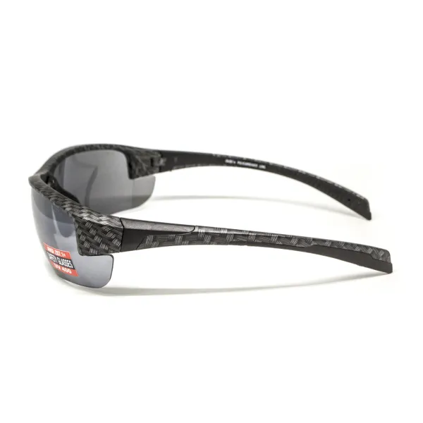 Окуляри захисні Global Vision Hercules-7 Carbon (flash mirror), дзеркальні сірі в графітовій оправі