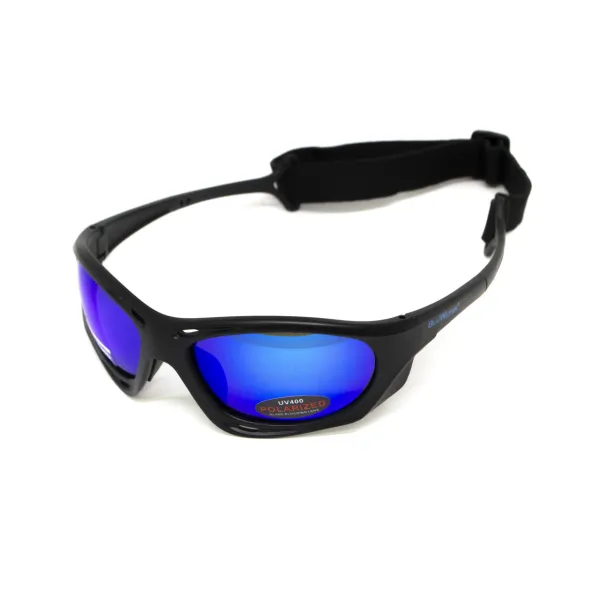 Окуляри поляризаційні BluWater Hydro Polarized (G-Tech™ blue) Anti-Fog, дзеркальні сині в чорній оправі
