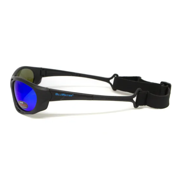 Окуляри поляризаційні BluWater Hydro Polarized (G-Tech™ blue) Anti-Fog, дзеркальні сині в чорній оправі