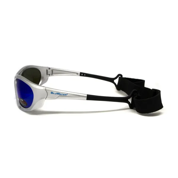 Окуляри поляризаційні BluWater Hydro Silver Polarized (G-Tech™ blue) Anti-Fog, дзеркальні сині в сріблястій оправі