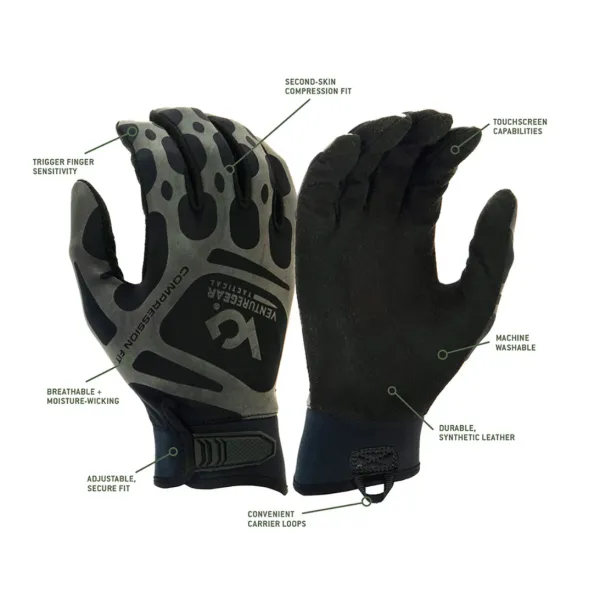 Тактичні рукавиці Venture Gear Tactical VGTG10 Compression Fit, чорні, розмір S (7)