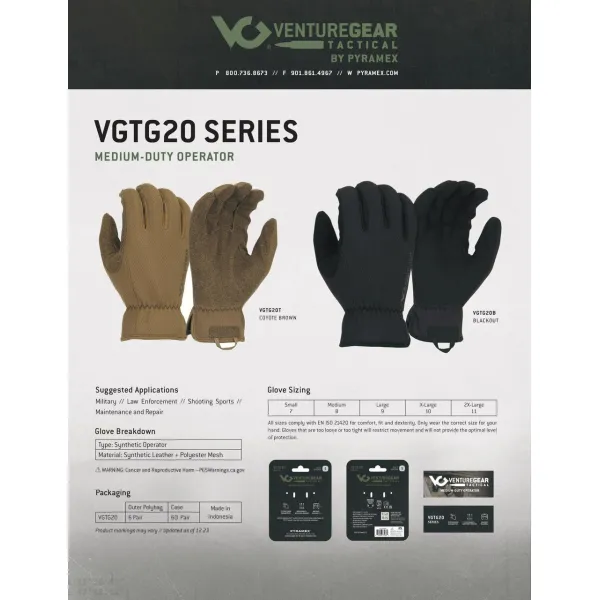 Тактичні рукавиці Venture Gear Tactical VGTG20 Medium-Duty Operator, пісочні, розмір XL (10)