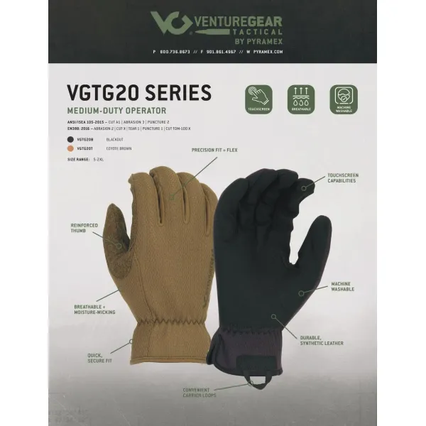 Тактические перчатки Venture Gear Tactical VGTG20 Medium-Duty Operator, песочные, размер S (7)