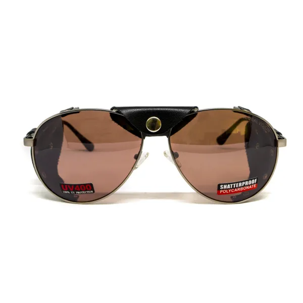 Окуляри захисні Global Vision Aviator-3 (drive mirror), коричневі зі з'ємним ущільнювачем із синтетичної 