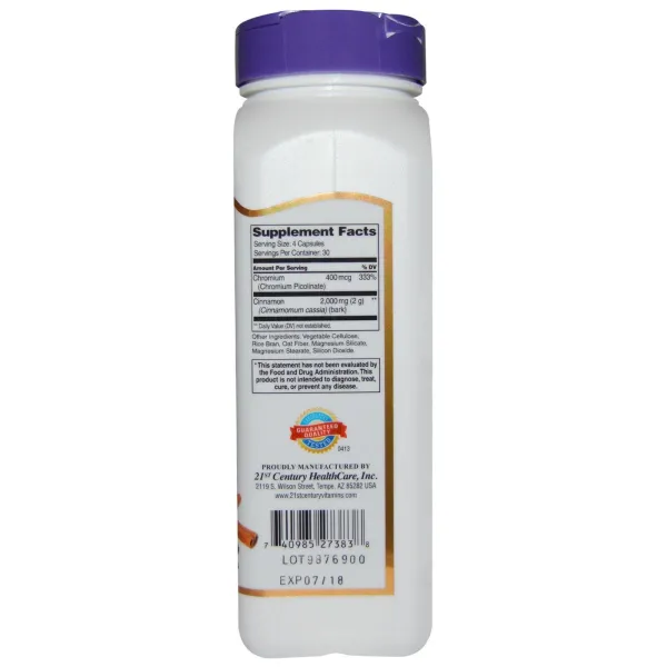 Екстракт кориці плюс хром (Cinnamon Plus Chromium) 2000 мг/400 мкг 120 капсул