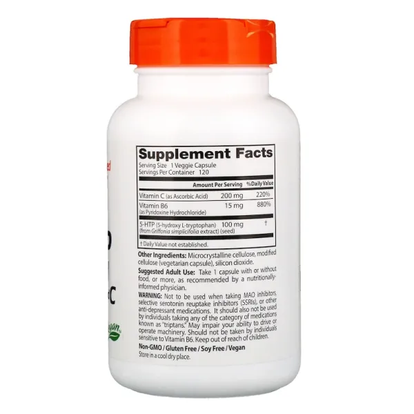 5-HTP посилений вітамінами B6 та C (5-HTP with vitamin B6 and C) 100 мг/15 мг/200 мг 120 капсул