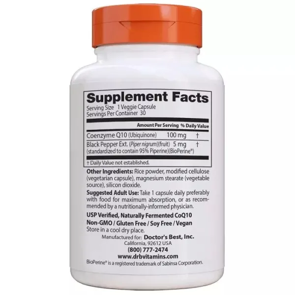 Коензим Q-10 з біоперином (CoQ10 with Bioperine) 100 мг 60 капсул
