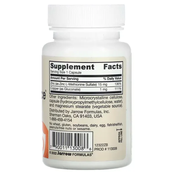 Цинк (Zinc Balance), Jarrow Formulas, 15 мг 100 капсул