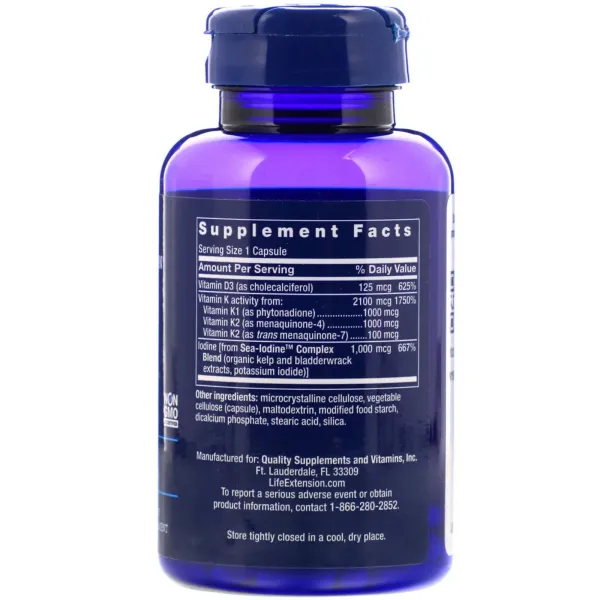 Вітамін D3 і K з йодом (Vitamins D3 and K with sea-iodine) 5000 МО / 2100 мкг / 1000 мкг 60 капсул