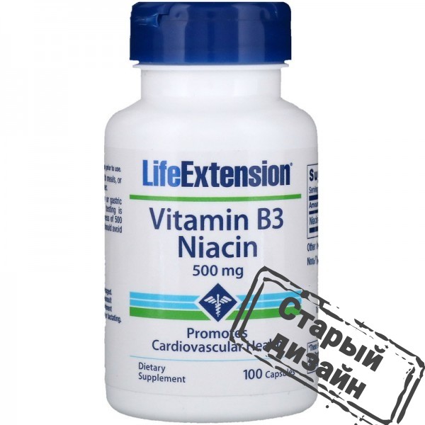 Ніацин Вітамін B3 (Niacin Vitamin B3) 500 мг 100 капсул