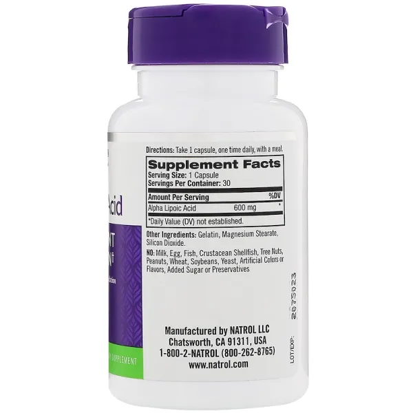 Альфа-ліпоєва кислота (Alpha Lipoic Acid) 600 мг 30 капсул