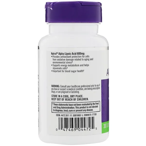 Альфа-ліпоєва кислота (Alpha Lipoic Acid) 600 мг 30 капсул