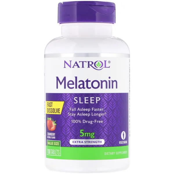 Мелатонін швидкого вивільнення (Melatonin) 5 мг 30 таблеток зі смаком полуниці