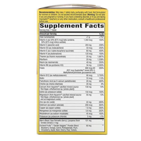 Вітаміни для чоловіків 50+ (Alive! Men's 50+ multi-vitamin) 60 таблеток