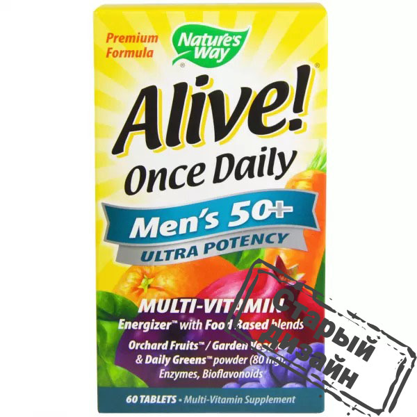 Вітаміни для чоловіків 50+ (Alive! Men's 50+ multi-vitamin) 60 таблеток