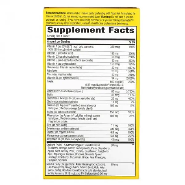 Мультивитамины для женщин 50+ (Alive! Women's multi-vitamin) 60 таблеток