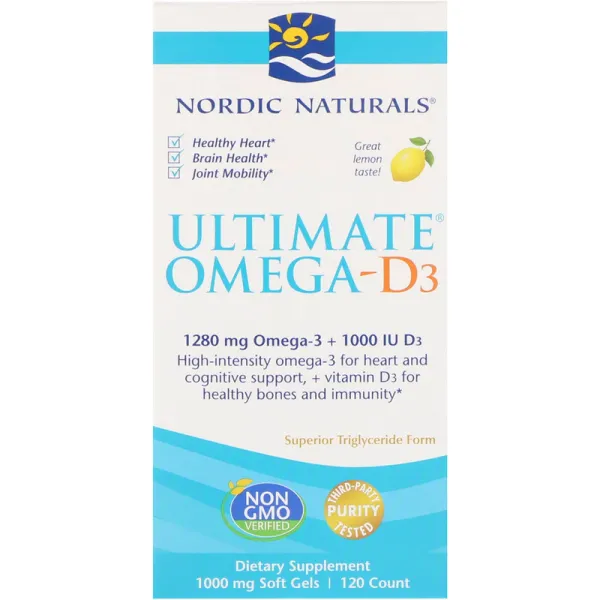 Омега Д3 (Ultimate Omega-D3) 120 капсул зі смаком лимона