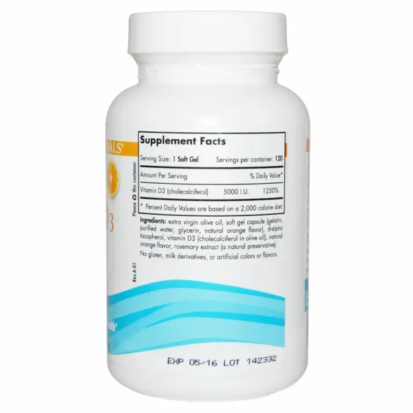 Вітамін D3 (Vitamin D3) 5000 МО 120 капсул зі смаком апельсину