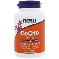 Коэнзим Q10 с рыбьим жиром Омега-3, CoQ10 with Omega-3 Fish Oil, Now Foods, 60 мг, 120 капсул