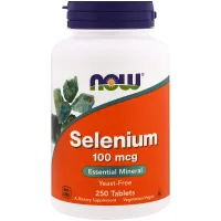 Селен (Selenium), Now Foods, без дрожжей, 100 мкг, 250 таблеток