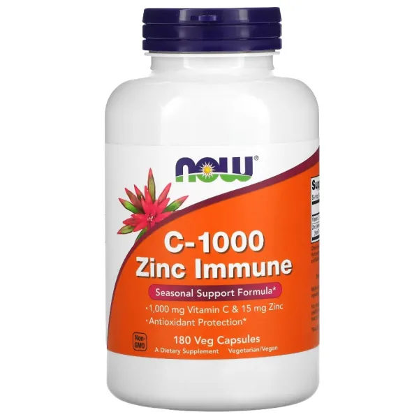 Вітамін С та цинк для імунітету, C-1000 Zinc Immune, Now Foods, 90 капсул