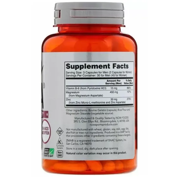 Спортивне відновлення, ZMA, Now Foods, Sports, 90 капсул