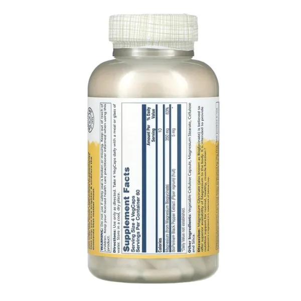 Магній гліцинат, Magnesium Glycinate, Solaray, висока абсорбція, 350 мг 240 капсул
